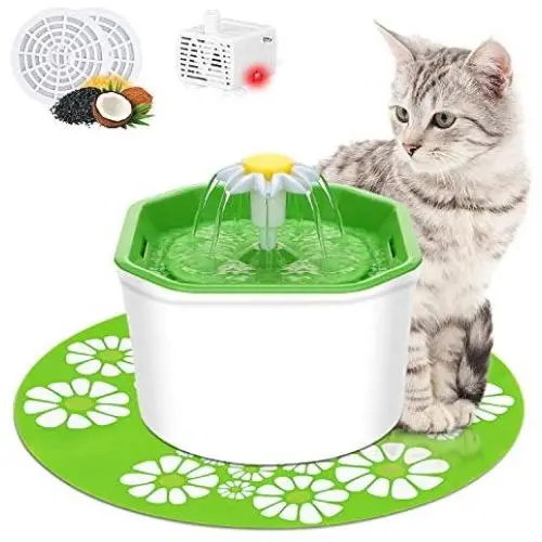Cat Water Fountain, VITCOCO 54oz/1.6L Automatic Pet Fountain Dog Water Dispenser with LED Design, with 2 Carbon Filters, 1 Mat, 1 Cleaning Brushes, 2 Cat Toys Water Fountain for Cats Dogs Pets Cat Water Fountain, VITCOCO 54oz/1.6L Automatic Pet Fountain Dog Water Dispenser with LED Design, with 2 Carbon Filters, 1 Mat, 1 Cleaning Brushes, 2 Cat Toys Water Fountain for Cats Dogs Pets