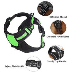 Texbee No Pull Dog Harness with 2 Dog Leashs, Adjustable Reflective Breathable Oxford Dog Vest Harness with Handle and 2 Leash Clips for Large Medium Small Dogs, Easy Walking