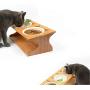 Smith Chu Premium Elevated Pet Bowls, Raised Dog Cat Feeder Solid Bamboo Stand with Ceramic Food Feeding Bowl - Cute Kitty Bowl for Cats and Puppy