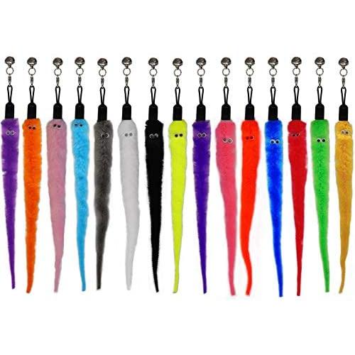 Yamaho Cat Worm Toys, (15 Packs) Interactive Cat Wand Replacement, Cat Wand Refill Attachments for Indoor Cats