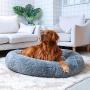 Plush Dog Bed Soft Orthopedic Anti Anxiety Dog Bed Round Self Warming Pet Bed for Small Medium Large Dogs Donut Calming Bed Cozy Fluffy Cat Sleeping Cushion Bed Machine Washable(23/30/36)