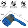 S&T INC. Soap Dispensing Shampoo Brush for Bathing and Grooming Pets, Massaging Rubber Bristles with Easy Grip Handle for Dogs and Cats, Blue (517601)