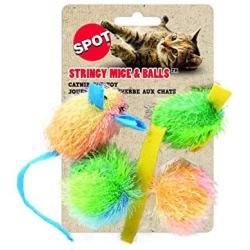 Ethical Stringy Mice and Ball with Catnip Cat Toy, 4-Pack