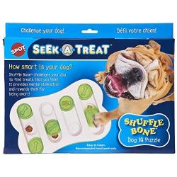 SPOT Ethical Pet Interactive Seek-A-Treat Shuffle Bone Toy Puzzle That Will Improve Your Dogs IQ, Specially Designed for Training Treats, Multi