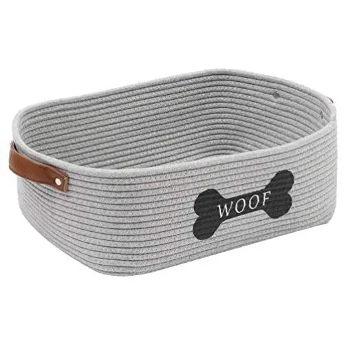 Morezi Cotton Rope Dog Toy Basket with Handle, Large Dog bin, Puppy Kitty Bed, Dog Toy Basket - Perfect for Carry pet Toys, Blankets, leashes, chew Toys, Diapers - Gray Morezi Cotton Rope Dog Toy Basket with Handle, Large Dog bin, Puppy Kitty Bed, Dog Toy Basket - Perfect for Carry pet Toys, Blankets, leashes, chew Toys, Diapers - Gray