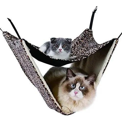 NACOCO 2 Level Comfortable Cat Hammock, Breathable Hanging Bed/nest for Kitten/Adult Cats, Double Layer Pet Cage for Spring/Summer/Winter NACOCO 2 Level Comfortable Cat Hammock, Breathable Hanging Bed/nest for Kitten/Adult Cats, Double Layer Pet Cage for Spring/Summer/Winter