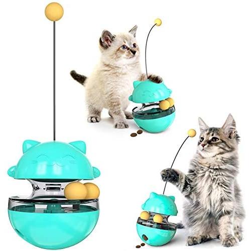 Cat Treat Dispenser Ball Toys, Interactive Treat-Dispensing Ball for Indoor Cats & Dogs, Tumbler Shaped Pet Slowfeeder, IQ Stimulation Puzzle Feeder Toy Easy to Clean