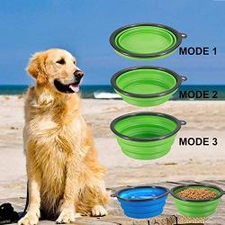 NO/Brand 2 Pack Foldable Dog Travel Bowls, Partable Collapsible Dog Water Food Bowls with Carabiner, Pet Feeding Cup Dish for Traveling, Walking, Parking