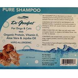 Dr. Goodpet Pure Shampoo - All Natural Hypo-allergenic Ingredients: Jojoba, Aloe, Coconut and Vitamin E - 8 oz.