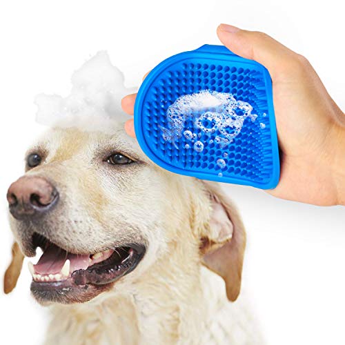 LIANGDU Dog Grooming Brush, Pet Bath Comb Brush, Which Helps To Soothe Massage, Rubber Comb, Adjustable Ring Handle, Suitable For Pet Cats And Dogs