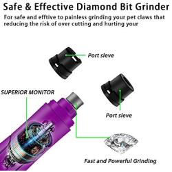 Dog Nail Grinder Pet Nail Grinder Upgraded Professional 4-Port Rechargeable Pet Nail Trimmer Electric Low Noise Dog Nail Clipper Trimmer Painless Paw Grooming&Smoothing for Small Medium Large Dog&Cat