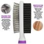 Double-Sided Pet Brush for Grooming & Massaging Dogs, Cats & Other Animals – Fur Detangling Pins & Coat Smoothing Slicker Bristles, Double The Brushing Groom Power in One Tool