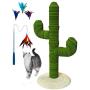 Bobocawa 41'' Cactus Tall Cat Scratching Post - Cactus Cat Scratcher with Sisal Rope Cat Tree Climbing Frame - Teasing Wand Set Included