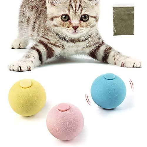 PAKESI Cat Toy Ball, 3PACK, Including Frog, Cricket, Bird Three Kinds of Calls for cat Gravitational Ball, Built-in Catnip