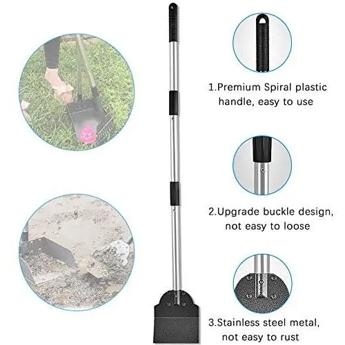 PETRIP Poop Scooper, 3 Pack Metal Long Handle Dog Poop Scoop Rake and