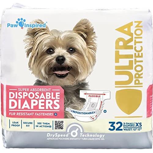 Paw Inspired Disposable Dog Diapers | Female Dog Diapers Ultra Protection Disposable Puppy Diapers Female | Diapers for Dogs in Heat, Period, Excitable Urination, or Incontinence