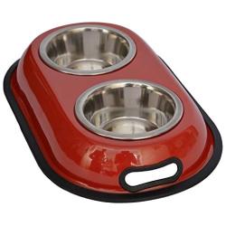 Iconic Pet 4-Cup Color Splash Stainless Steel Double Diner for Dog/Cat