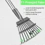 Dog Pooper Scooper for Large Dogs, 3 Pack Adjustable Long Handle Metal Tray, Rake and Spade Poop Scoop with Bin for Pet Waste Removal, No Bending Clean Up for Medium and Large Dogs