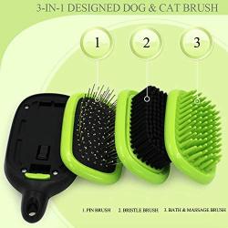 HONOMA Pin and Bristle Brush for Dogs Cats Grooming Comb, Pet Bath Massage Soft Rubber Bristles Brush Shampooing and Massaging,3 in 1 Cleans Shedding and Dirt for