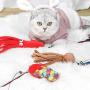 ocijf179 Cat Teaser Pet Cat Kitten Teaser Plush Fish Octopus Retractable Rod Fishing Pole Catnip Toy - Octopus##