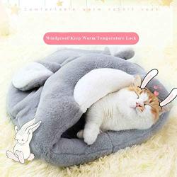 ZARYIEEO Cat Sleeping Bag, Pet Self-Warming Snuggle Sack, Bunny Shaped Cat Sleeping Cave for Small Cats Within 16.5lb, Washable Plush Pet Bed for Indoor Cats Cave Warmer