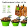 TOP STAR 3 in 1 Pets Silicon Collapsible Measuring Cups,for Pets Dogs,Cats Food Water Scoop,Bag Clip