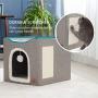 Bedsure Cat Cube, Foldable Cat Cubes for Indoor Cats, Cat House Indoor - Large Cat Bed with Fluffy Ball Hanging and Scratch Pad, 16.5x16.5x14 inches, Grey