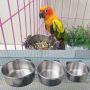 Pet Food Water Bowl with Clamp Holder Stainless Steel Coop Cup Hanging Feeder for Dog Bird Parrot Cat Rabbit
