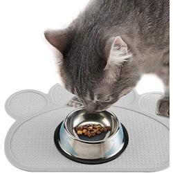 HT-direct Pet Food Mat Dog Bowl Mat Cat Food Mat 14.5 x 11.5inch Water Placemat Mat Paw Shape Silicone Non-Slip Mat Washable Dog Mat for Food and Water for Floors Cleanliness