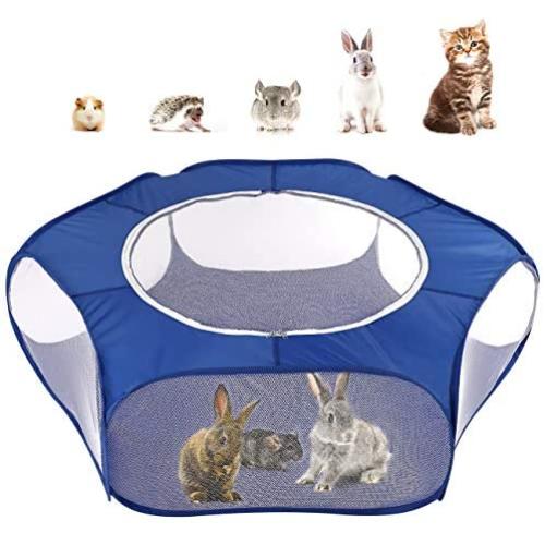 Pawaboo Small Animals Playpen, Breathable & Waterproof Small Pet Cage Tent with Zippered Cover, Portable Outdoor Yard Fence for Kitten/Puppy/Guinea Pig/Rabbits/Hamster/Chinchillas/Hedgehogs/Reptiles