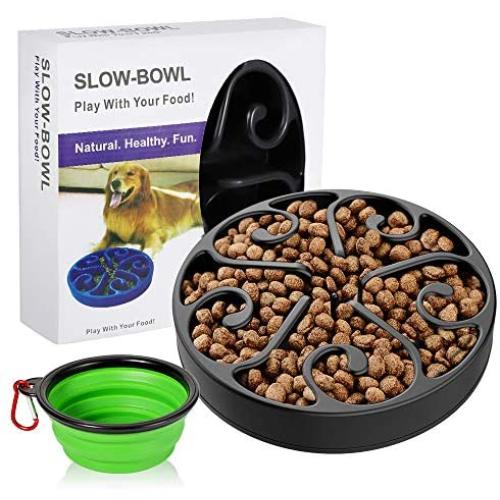 AIIYME Slow Feeder Dog Bowl Feeder Anti-Gulping Bloat Stop Maze Interactive Puzzle Non Skid Feeder, Come with Free Travel Bowl