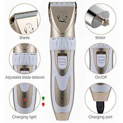 Deeto Dog Clippers, Upgraded Dog Grooming kit,Clippers Low Noise Dog Hair Trimmer with Comb Guides Rechargeable Cordless Pet Clippers for Cats, Dogs, Other Pets