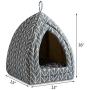 Hollypet Self-Warming 2 in 1 Foldable Comfortable Triangle Cat Bed Tent House, Grey