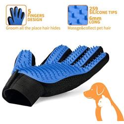 Pet Grooming Glove,Gentle Deshedding Brush Glove Efficient Pet Hair Remover Mitt,Enhanced Five Finger Design,Breathable & Comfortable for Dog,Cat,Horses with Long/Short Fur