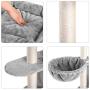 Hey-bro Extra Large Multi-Level Cat Tree Condo Furniture with Sisal-Covered Scratching Posts, 2 Bigger Plush Condos, 2 Perch Hammock, Scratching Posts Smoky Gray MPJ031G
