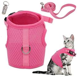 WONDERPUP Adjustable Cat Harness with Leash Set for Walking Escape Proof Soft Air Mesh for Kitty Puppy Rabbits Small Dogs Animal