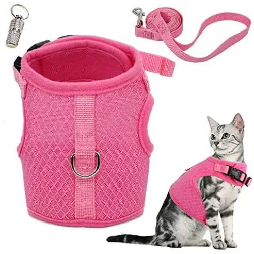 WONDERPUP Adjustable Cat Harness with Leash Set for Walking Escape Proof Soft Air Mesh for Kitty Puppy Rabbits Small Dogs Animal WONDERPUP Adjustable Cat Harness with Leash Set for Walking Escape Proof Soft Air Mesh for Kitty Puppy Rabbits Small Dogs Animal