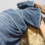 ROZKITCH Hoodie Dog Bath Robe with Belt and Pockets for Medium Large and Extra Large Dogs Adjustable, Super Absorbent Terry Cloth Pet Shower Towel, Grooming Accessory Microfiber