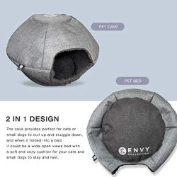 ENVYCOLLECTION 2 in 1 Design Cat Cave Beds, Pet Bed, Cat House with Removable Washable Cushioned Pillow for Pets, Cats and Kitties.