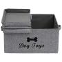 Large Canvas Dog Basket with lid 16.5''x12'' inch Storage for Dog Supplies - Perfect Puppy Storage bin for organizing Dog Doggie Toys and Accessories
