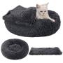 Legendog Cat Bed for Indoor Cats, Warm Cute Cat Bed for Kittens, Cat Bed Round Faux Fur Cat Bed, Anti-Slip Cat Cushion Bed with Soft Pet Blanket