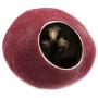 Kivikis Cat Bed, House, Cave, Nap Cocoon, Igloo, 100% Handmade from Sheep Wool (XL 17-26 pounds cat, Dark Gray) (L for 6-8 kg,12-18 pounds cat, Burgundy Dark)