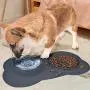 Double Dog Bowls, Pet Stainless Steel Water Bowl,3 in 1 Dog Slow Feeder with Non-Spill Silicone Tray Bone Shape Non-Slip Mat, Collapsible Removable Dog Cat Food Water Bowl Double Dog Bowls, Pet Stainless Steel Water Bowl,3 in 1 Dog Slow Feeder with Non-Spill Silicone Tray Bone Shape Non-Slip Mat, Collapsible Removable Dog Cat Food Water Bowl