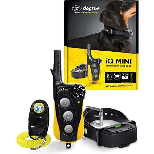Dogtra IQ Mini Small Dog Remote Training System - 400 Yard Range Collar, Rechargeable Remote Trainer, Waterproof, Static, Vibration Pager Training with PetsTEK Dog Training Clicker