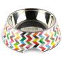 French Bull Stainless Steel and Melamine Designer Dog Bowls for Dogs or Cats, Small, White