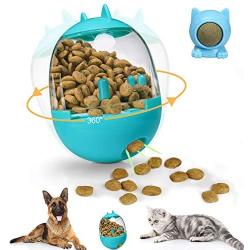 SIOMK Cat Treat Dispenser Toy, Dog Treat Toy Interactive Dog Toys, Pet IQ Treat Ball Adjustable, Cat Shaped Slow Feeder with Catnip, Dog Treat Dispensing Toy Tumbler Design