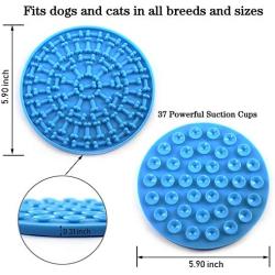 COPACHI Dog Lick Pad, Slow Treat Feeder Mat with Super Suctions, Dog Washing Distraction Device, Dog Lick Mat for Pet Bathing, Grooming, and Training, Just Spread Peanut Butter(Blue