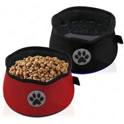 Pawyager Collapsible Dog Bowl, 2 Pack Portable Pet Feeding Watering Dish, Walking Parking Traveling