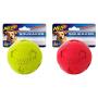 Nerf Dog Soccer Ball Dog Toys with Interactive Squeaker, Lightweight, Durable and Water Resistant, 4 Inches, For Medium/Large Breeds, Two Pack, Green and Red