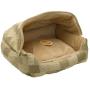 K&H Pet Products Hooded Lounge Sleeper Pet Bed Tan Patchwork